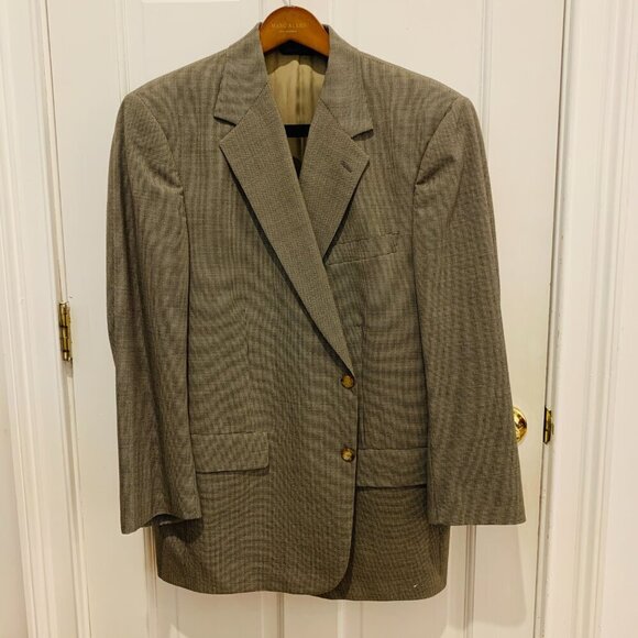 Brooks Brothers Mens Tan Classic Houndstooth Wool 2 Piece Suit 43R Jacket - Picture 3 of 16